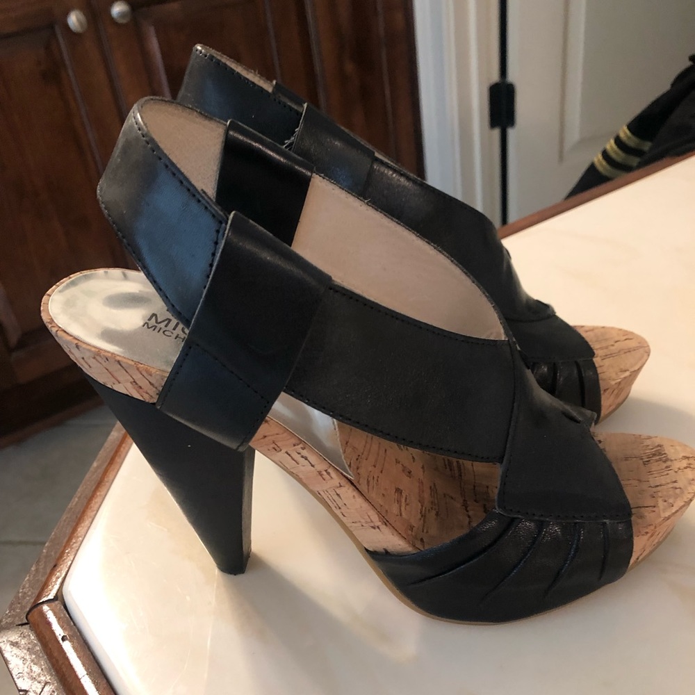 Michael Kors Black Cork Heel Sandals Size 9